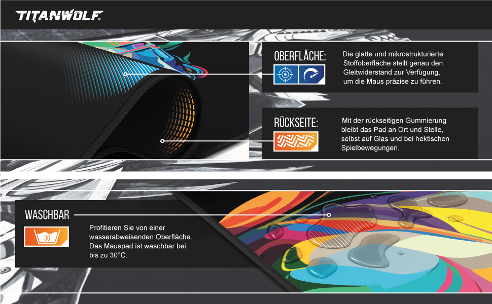 Ігровий килимок для миші CSL XXL Mousepad Gaming (900x400 мм), Alchemy Colour Horse — великий килимок на стіл для геймерів, сумісний з Razer, Logitech, Roccat
