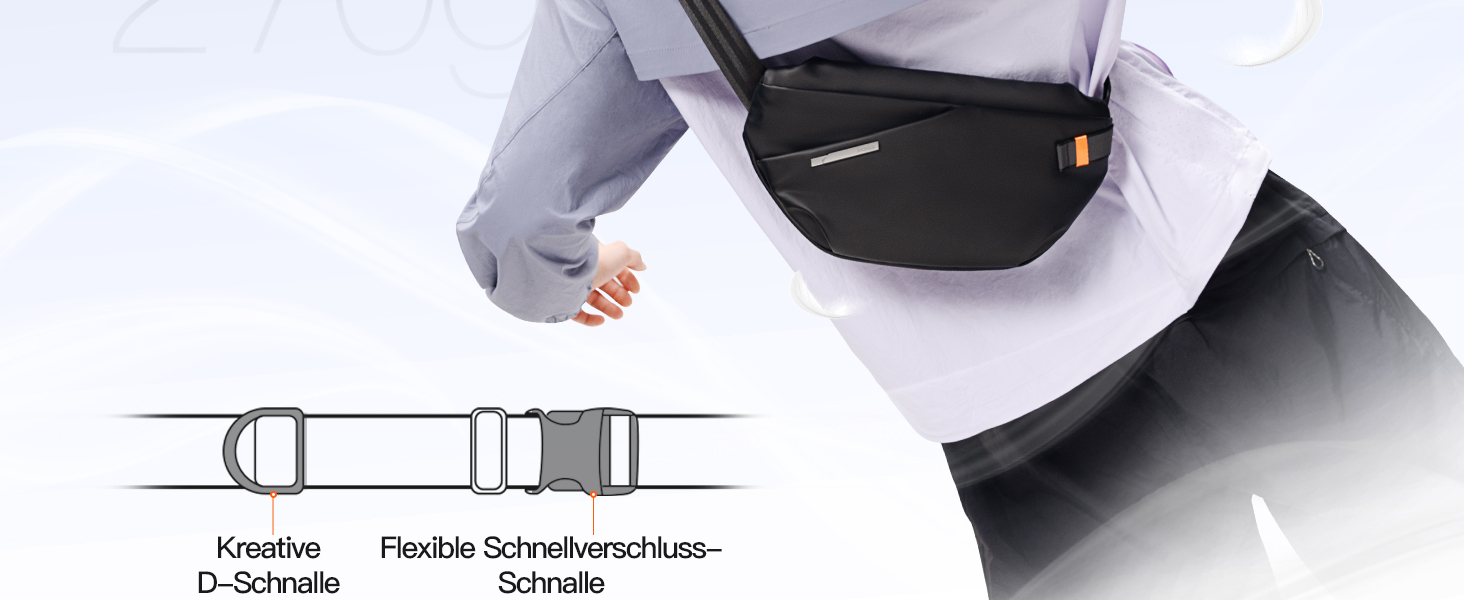 Чоловіча слінг-сумка Inateck X-Lite 3,8 л — легка наплічна та поясна сумка-кросбоді для подорожей, велоспорту, роботи, спорту і походів