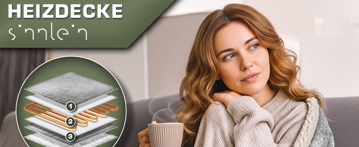 Електрична гріюча ковдра Sinnlein® з автоматичним вимкненням 160 x 120 см | 9 температурних режимів | Ковдра для ліжка, дивана | З таймером та цифровим дисплеєм, винного кольору