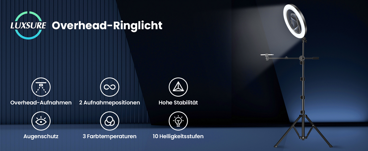 Настільний штатив з кільцевим світлом – подвійний тримач для 2 смартфонів, регульоване кільцеве світло з металевим штативом, 10.5' для коучингу/фуд-блогерів/влогів/мейк-апу/DIY