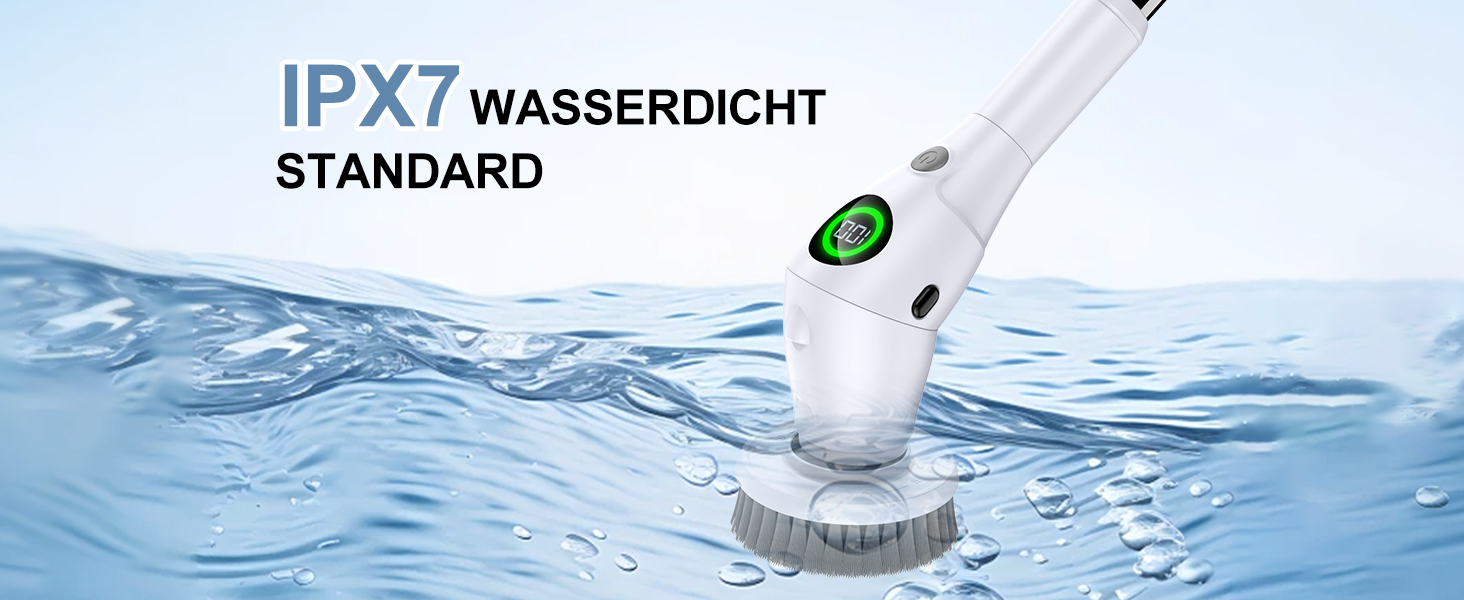 Електрична щітка для чищення з 8 насадок, регулювання швидкості, LED дисплей - для ванної, кухні, авто