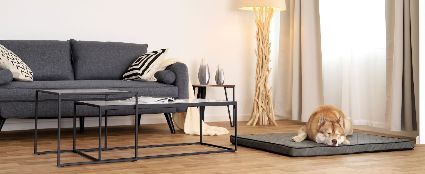 Ортопедичний килимок для собак Lionto з Memory Foam, 80x55 см, сірий. Знімний чохол, антиковзаюча підкладка.