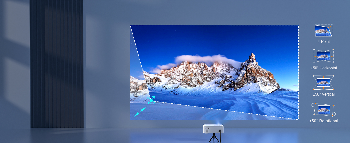 Проектор Smart Beamer 4K з автофокусом TOF 28000L, WiFi6, Bluetooth, обертання 210°, для кінотеатру вдома та на вулиці, сумісний з Netflix, PC, мобільним телефоном