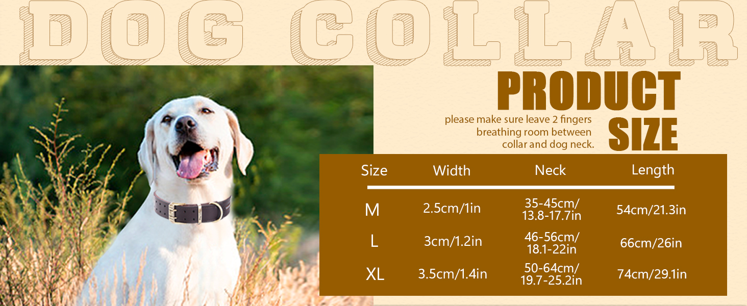 Шкіряний нашийник для собак з відбиваючим ефектом, регульований, м'який, з підкладкою, для маленьких, середніх та великих собак (Колір: Коричневий, Розмір L (46-56 см))