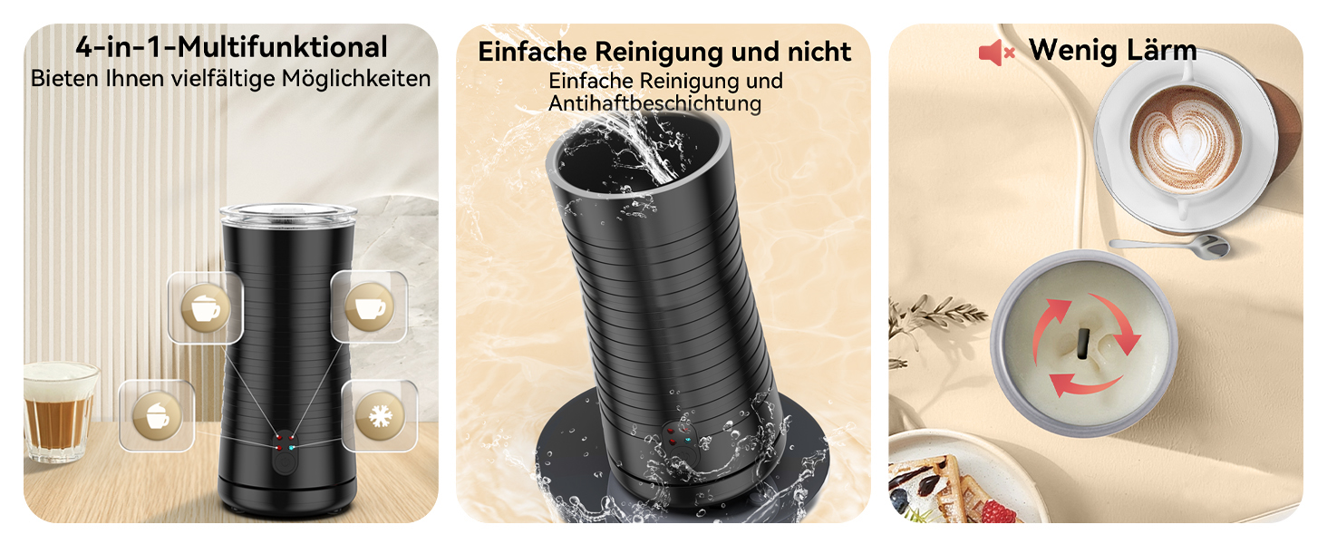 Електричний піноутворювач для молока Morpilot, 650W, нержавіюча сталь, 240мл, для гарячого та холодного молока, шоколаду, миється в посудомийній машині