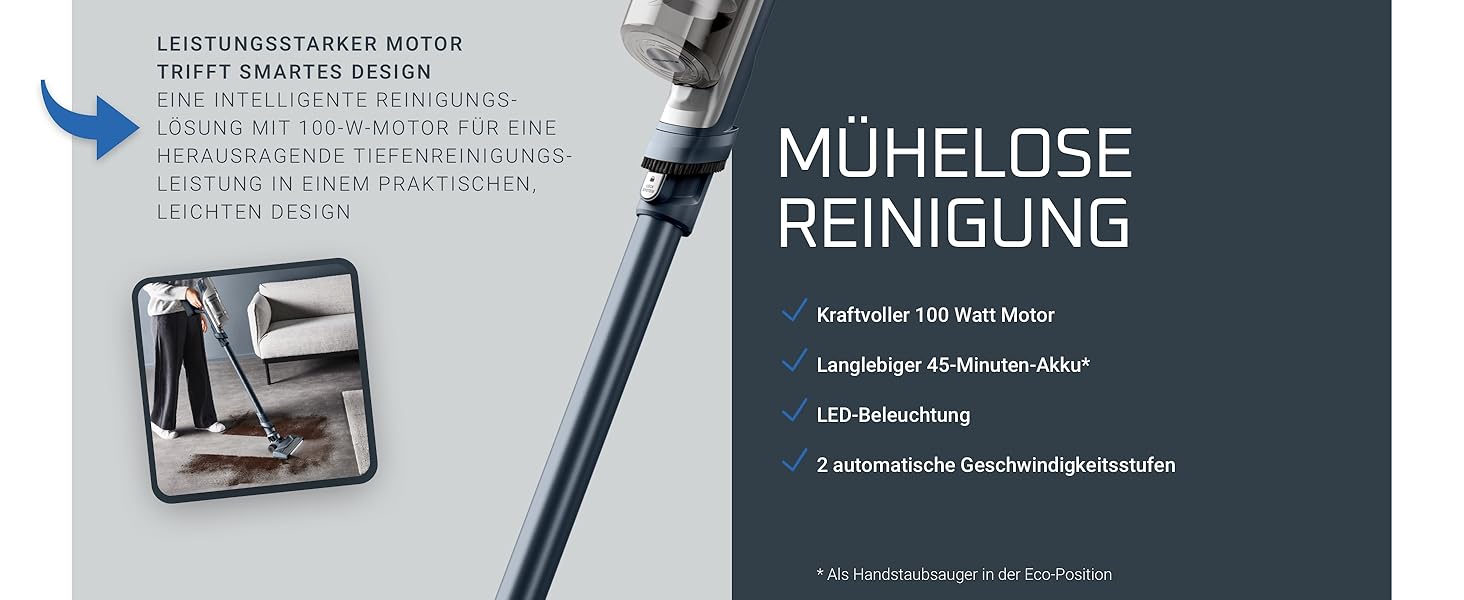 Бездротовий пилосос Rowenta X-Pert 6.60: акумуляторний, 100W, 45 хв роботи, без мішка, LED-насадка, легкий, 0,55 л, насадка для щілин, кріплення, чорний, RH6831EO (сірий/срібний)