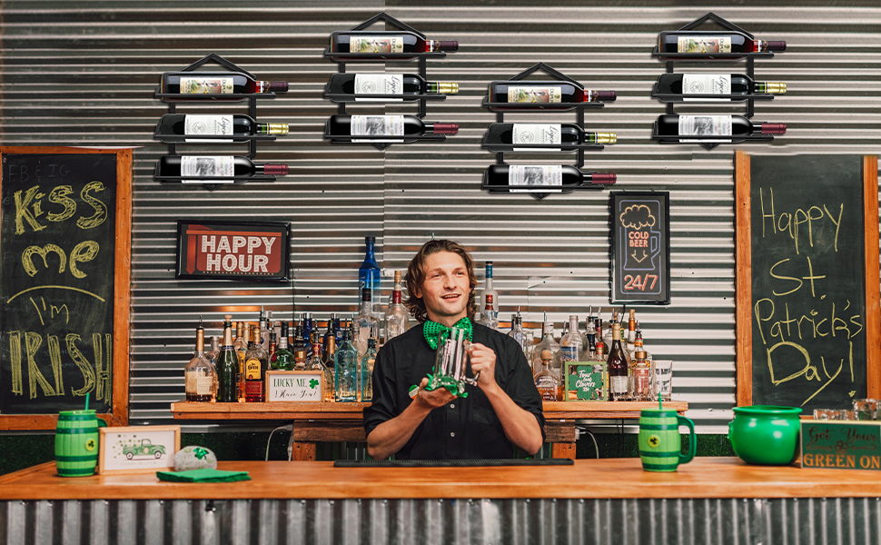 Металева стійка для вина на стіну Giyiprpi, органайзер для 3 пляшок, чорна, для дому, кухні, бару