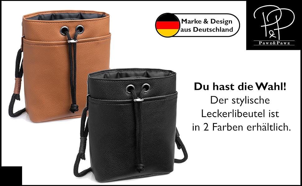 Pawz&Pawz Лекарлики для собак | Стильний набір для годування, дресирування та вигулу | Практичний, міцний ласощівник + диспенсер для відходів | Сумка для собак чорного кольору