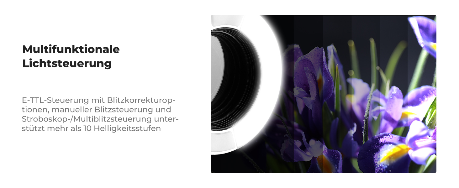 Кольцевий світловий прилад K&F Concept TTL для Nikon DSLR, GN 14, з AF-підсвічуванням та адаптерними кільцями