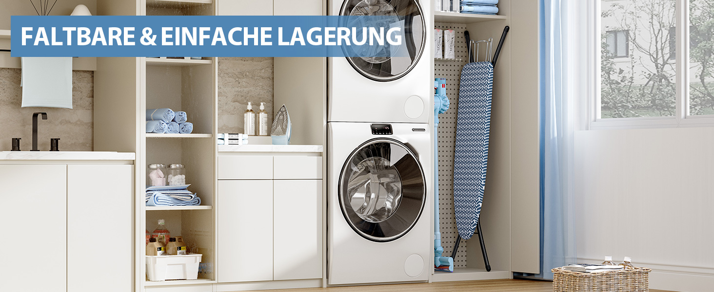 KINGRACK Прасувальна дошка складна з підставкою для прасування, регульована по висоті, стабільний стійкий стіл з товстим покриттям та металевими ніжками, 33 x 110 см, блакитна