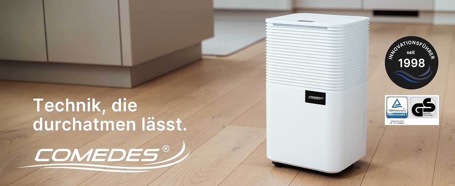 Зволожувач повітря Comedes® Demecto 12 - 12л/24г, тихий, з роликами, для дому та офісу до 25м²