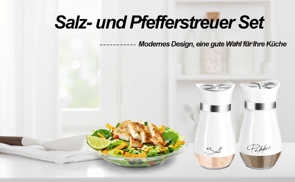 Набір для солі та перцю з нержавіючої сталі з скляною пляшечкою, диспенсер для спецій, аксесуари для кухні, дому, ресторану, обіднього столу (білий)
