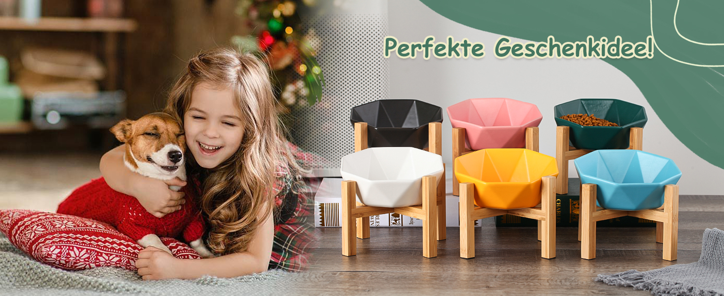 Керамічна годівниця для котів та собак на підставці, нахилена, зелена, 1 шт.