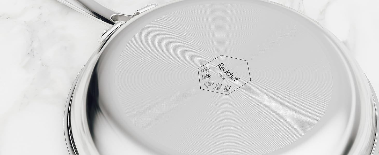 Сковорода Redchef 20 см з нержавіючої сталі з сотоподібною поверхнею, антипригарна, стійка до подряпин, без PTFE, PFAS, PFOA, для індукції та всіх типів плит