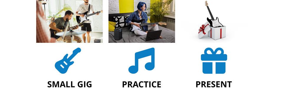 McGrey Rockit ST Комплект електрогітари (8-частинний стартовий набір: гітара, підсилювач, запасні струни, гітарний чохол, тюнер, медіатори, ремінь та гітарний кабель) (Чорний)