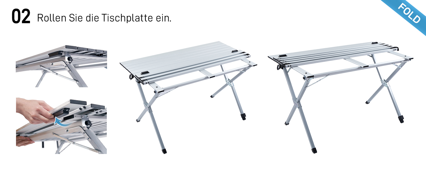 Розкладний туристичний стіл EVER ADVANCED 120x70 см з алюмінію для кемпінгу, пікніка, саду, балкону, срібний