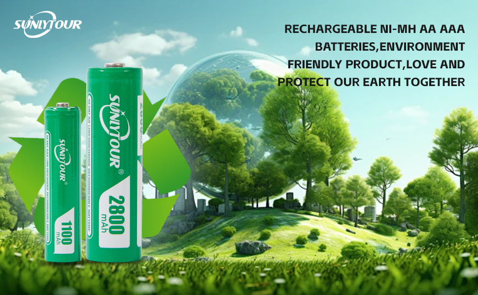 Набір акумуляторів SUNLYTOUR: 4 шт. AA 2800mAh та 4 шт. AAA 1100mAh Ni-MH з зарядним пристроєм, 1200 циклів заряджання