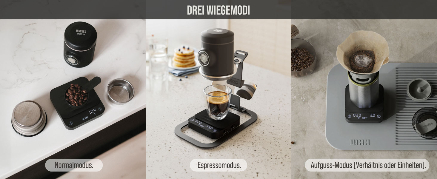 WACACO Exagram Pro Digital Kitchen Scale with Timer - Espresso Scale, Rechargeable, Black