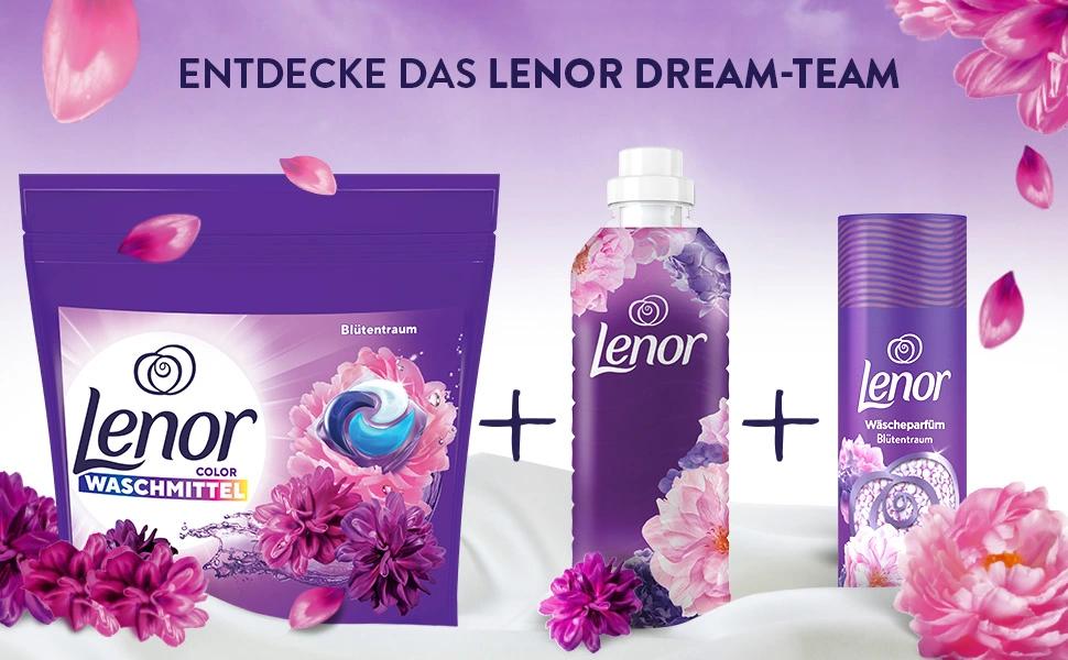 Капсули для прання Lenor Blütentraum для кольорових речей, 76 шт, тривала свіжість та видалення запахів при холодному пранні