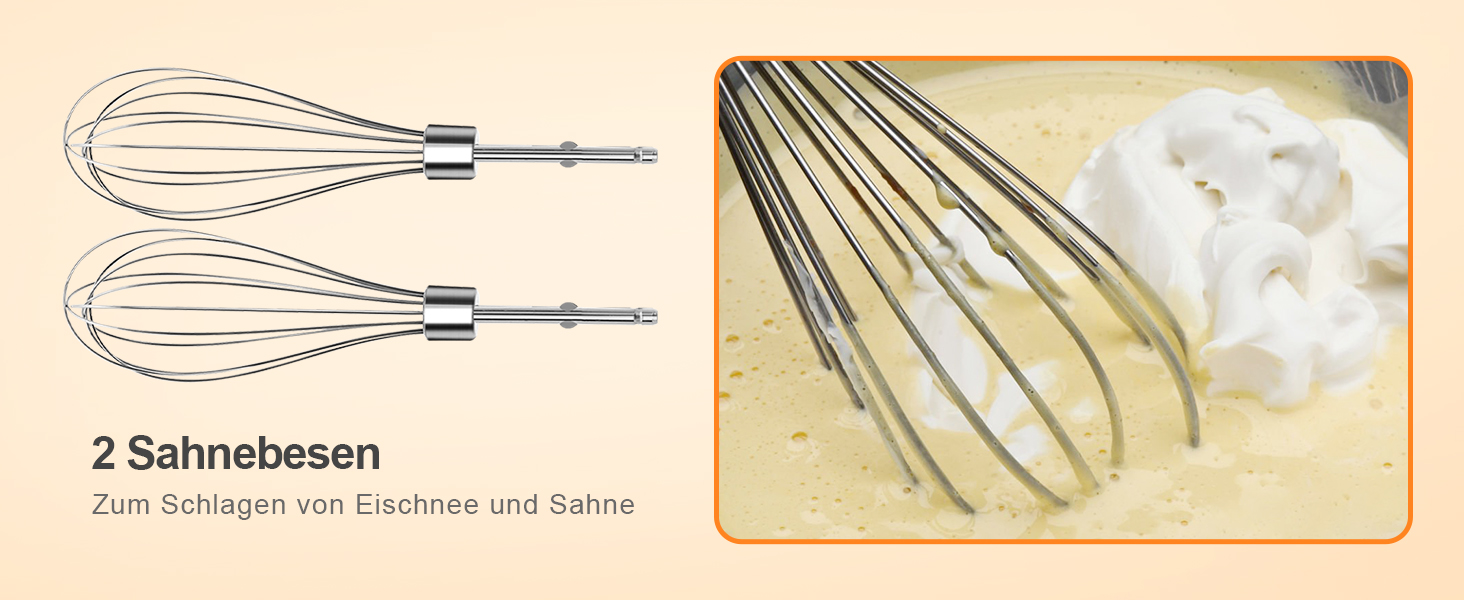 Електричний міксер 500W з набором аксесуарів для випічки (2 міксери, 2 гаки, 2 вінчики, збивач яєць, шпатель, підставка)