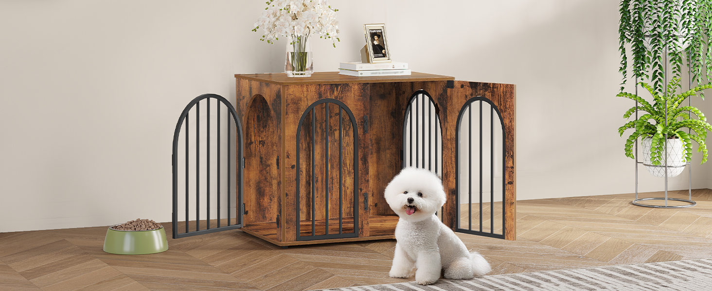 Клітка для собак Hzuaneri, 68x49x56 см, 3 двері, вінтажний колір, для дому, міцна, DFC85501B