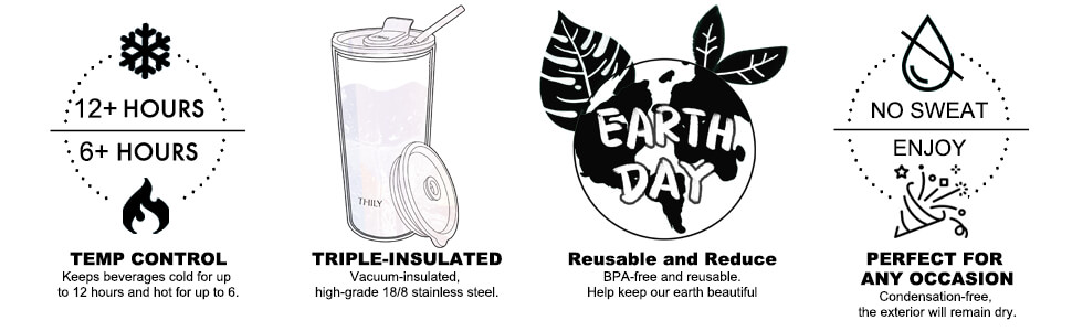 Термос THILY 780 мл, 2 шт. (золотий мармур + блакитний мармур) - термоізольований стакан з кришкою, стійкий до бризок, для гарячих та холодних напоїв