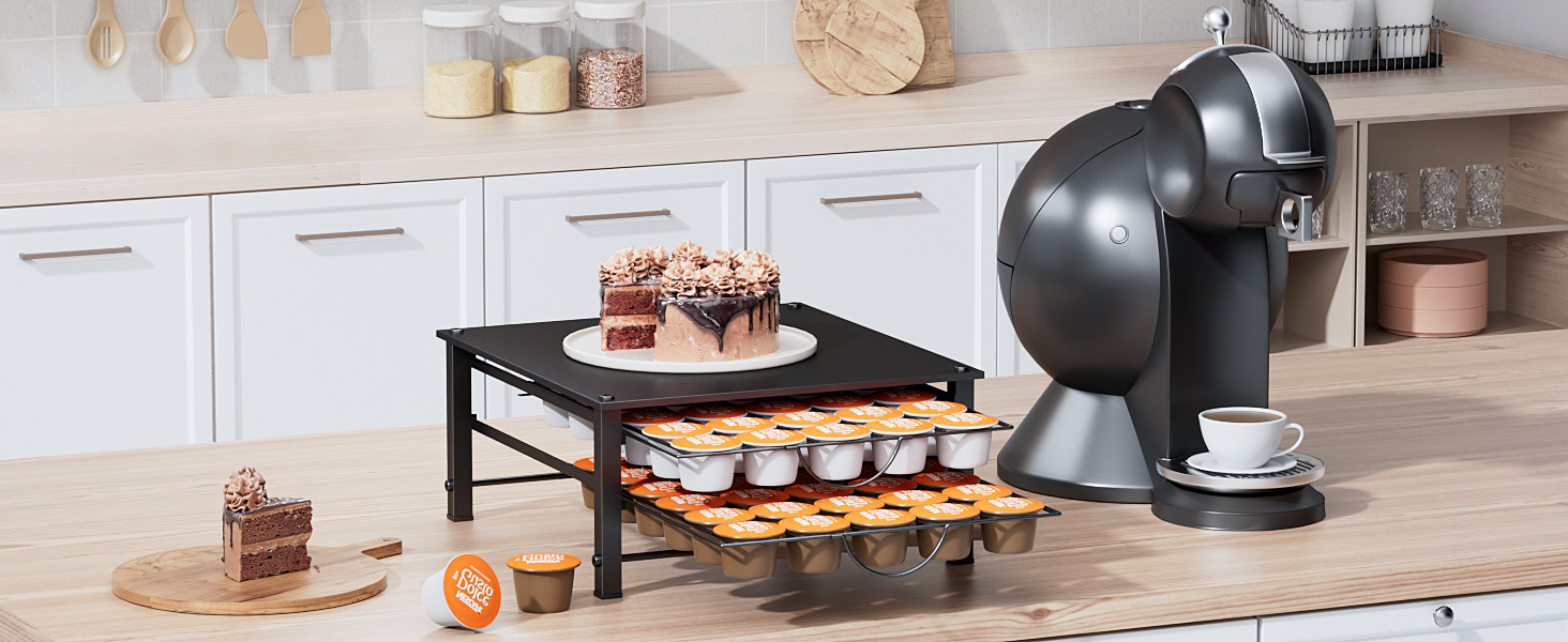 Тримач для капсул Dolce Gusto на 60 капсул, металева висувна шухляда, антиковзні ніжки, для кухні та офісу