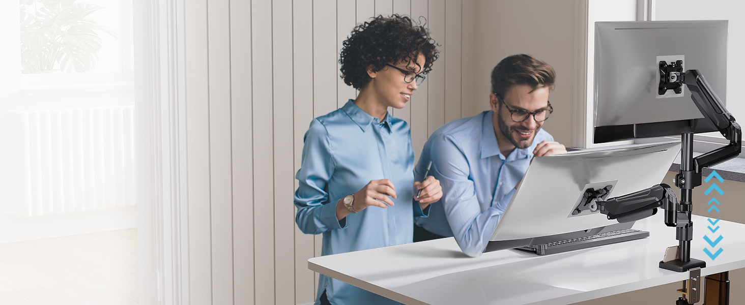 Підставка для монітора BONTEC для 2 моніторів, 13-32 дюйми, LED/LCD, 3-9 кг, регулювання висоти, нахил, поворот, VESA 75/100 мм