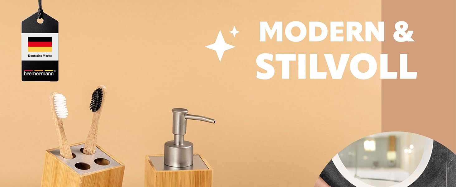 Набір для ванної кімнати Bremermann 4 шт., бамбук, аксесуари для ванної кімнати з полицею