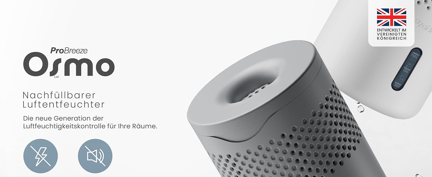 Pro Breeze Osmo: Безшумний осушувач повітря для дому, спальні, шафи, авто. Таблетка 700г (до 100 днів). Колір: сірий