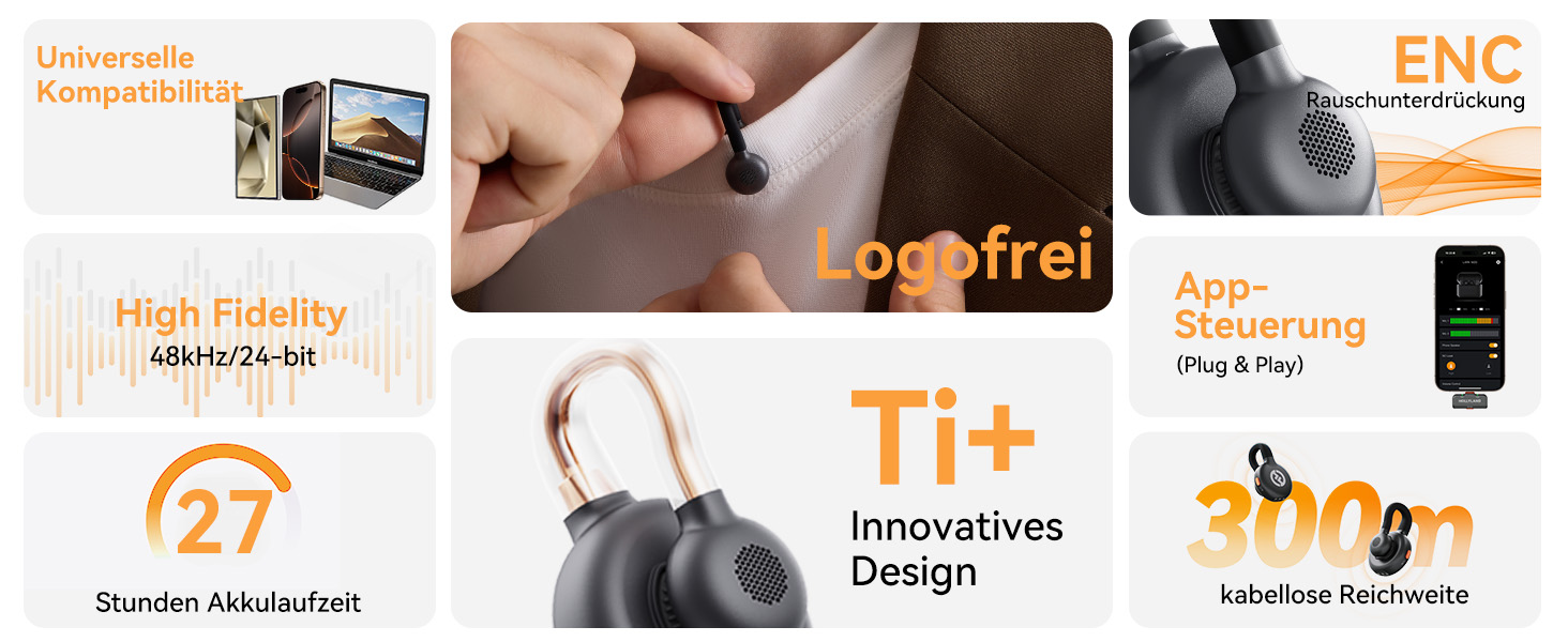 Hollyland Lark M2S Бездротовий мікрофон-лапка з USB-C для iPhone 15/16 та Android, кліпса з титану, Plug-and-Play, шумозаглушення, радіус дії 300 м, 27 годин роботи від акумулятора (2TX+1RX+зарядний пристрій) Чорний