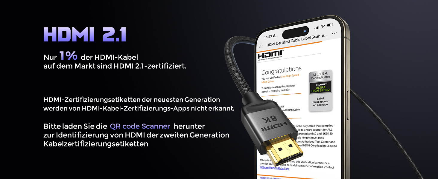 HDMI 2.1 кабель Silkland 2м: 8K@60Hz, 4K@144Hz, eARC, HDR10, Dolby Atmos, 48Gbps, для HDTV, PS5, Switch, PC