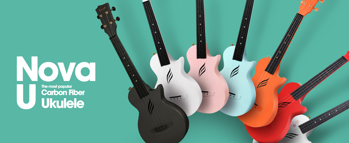 Укулеле Enya Ukulele-Sopran NOVA U Mini 21 дюйм - блакитне укулеле з карбону, професійне для початківців, дорослих та дітей. Комплект з чохлом, ремінком, каподастром та струнами. Чудовий подарунок та для подорожей.