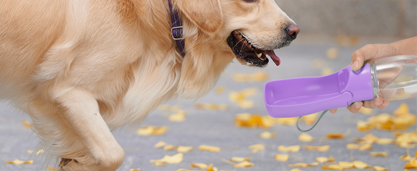 Водяна пляшка для собак на прогулянку 350мл/570мл. Водяна пляшка для цуценят, маленьких, середніх та великих собак. Зручна водяна пляшка для собак, щоб пити в дорозі (Lila)