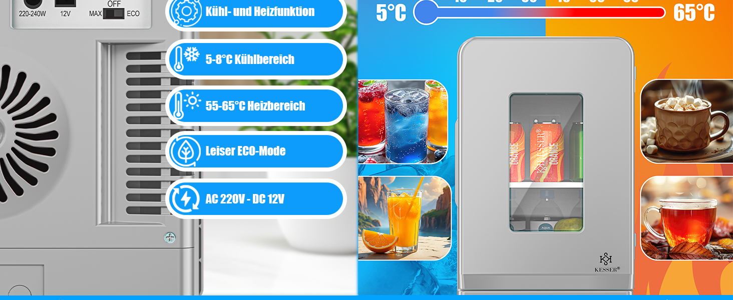 KESSER® Міні холодильник/термобокс 2в1, 15л, AC/DC, для авто, офісу, дому, кемпінгу