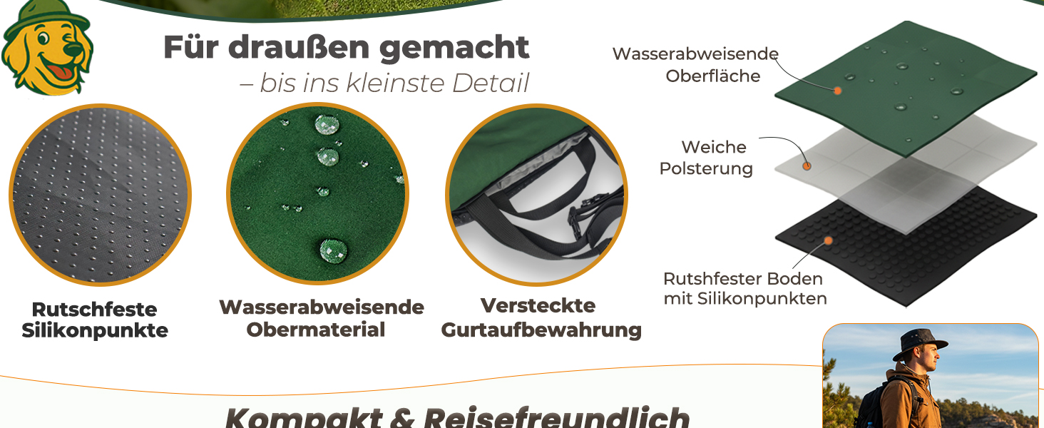 Водонепроникна підстилка для собак на 110х68 см – неслизька килимок для собак, миється – ідеально для подорожей, авто та активного відпочинку (зелений)