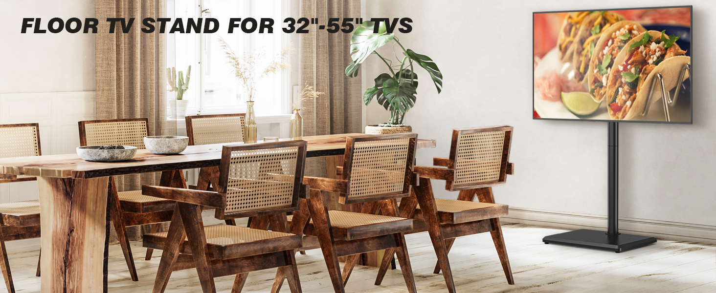 Підставка для телевізора TVON: регульована, поворотна, для діагоналей 32-55 дюймів, VESA 400x400, до 40 кг, чорний