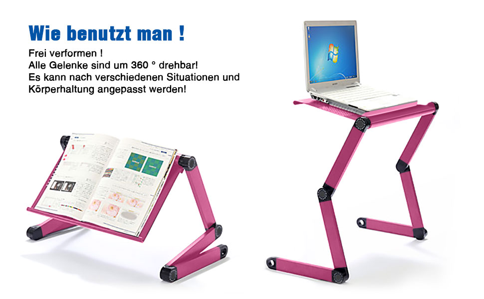 Підставка для ноутбука LifeBasis, складна, регульована, рожева, до 17 дюймів
