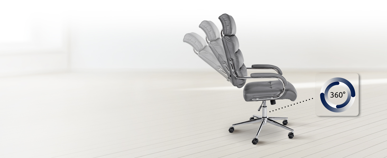 Офісне крісло CLP Campo з штучної шкіри: регульована висота та поворотний механізм, до 135 кг, з підлокітниками, сірий колір