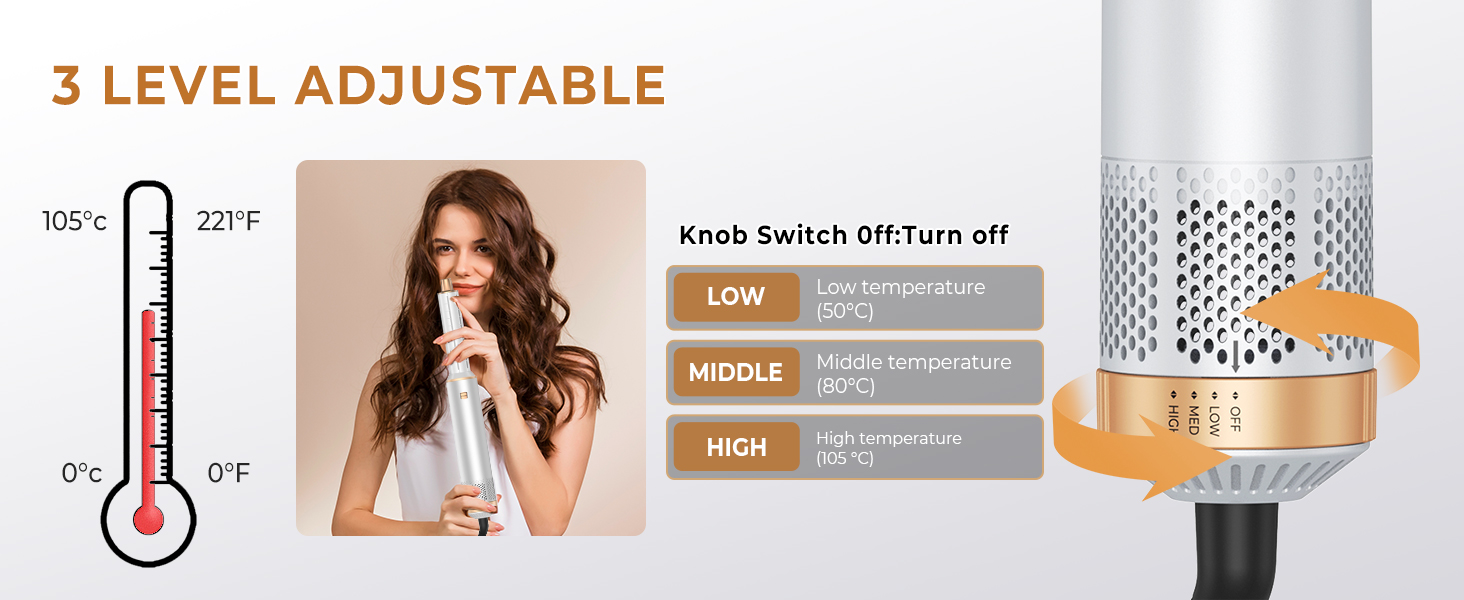 Airstyler 5 в 1: Фен-щітка для волосся, 1000W, білий. Створення об'єму, сушка, укладка, завивки. Підходить для всіх типів волосся. Набір з автоматичними локонами