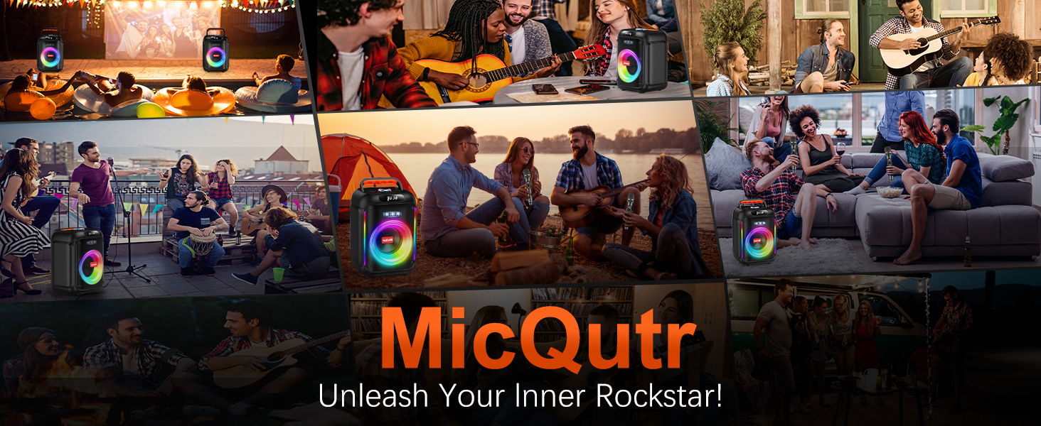 Караоке машина з 2 бездротовими мікрофонами, Bluetooth колонка з RGB-підсвіткою для дорослих/дітей, караоке апарат для дому, вечірок, PA-система, Party Box, Black-2Mic