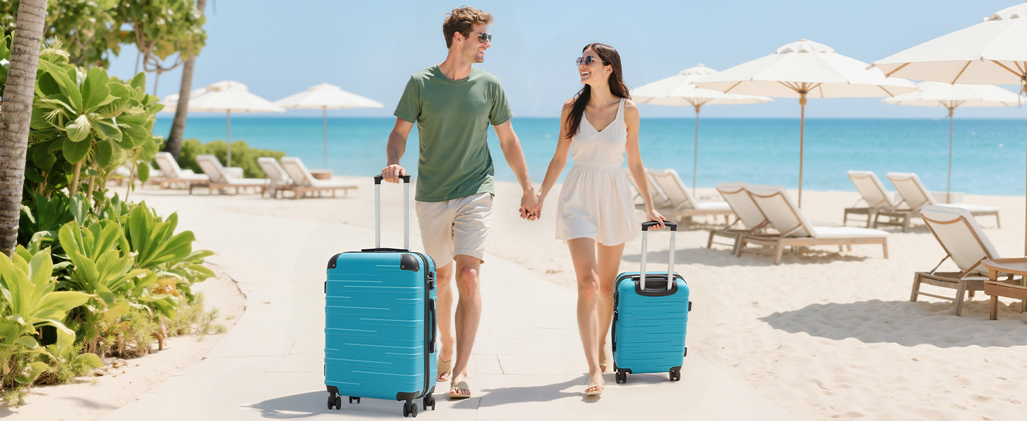 Валіза COOLIFE з ABS пластику, розширювана, з TSA замком та 4 колесами, туркіс-зелена, для ручної поклажі