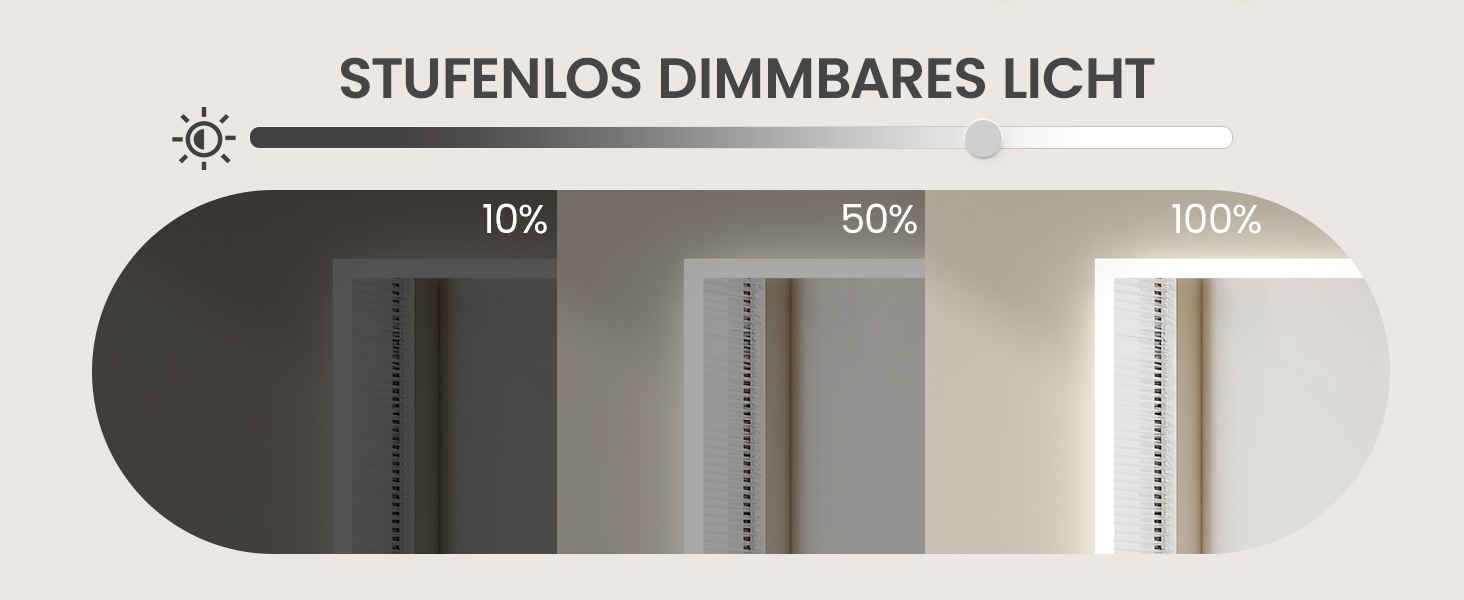 Дзеркало для ванної кімнати AQUABATOS з підсвічуванням 100x70 см LED, антизапар, сенсорне керування, 3 кольори світла, регулювання яскравості