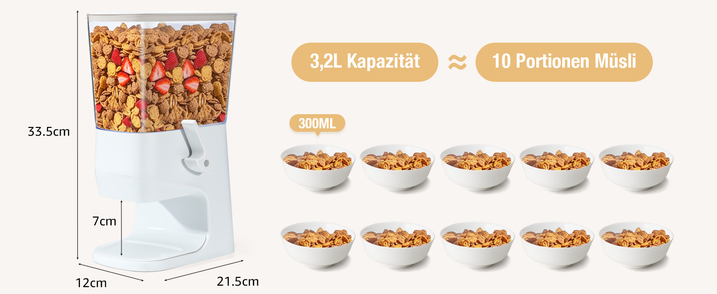 Дозатор для мюслі Tokokimo, 3.2л, 2 шт. (білий) - дозатор для сухофруктів, горіхів, насіння, граноли
