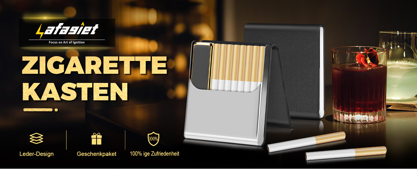 Чохол для сигарет Lafagiet з запальничкою для 84мм Regular King Size, ультратонкий, шкіряний, для чоловіків, бізнес, подарунок