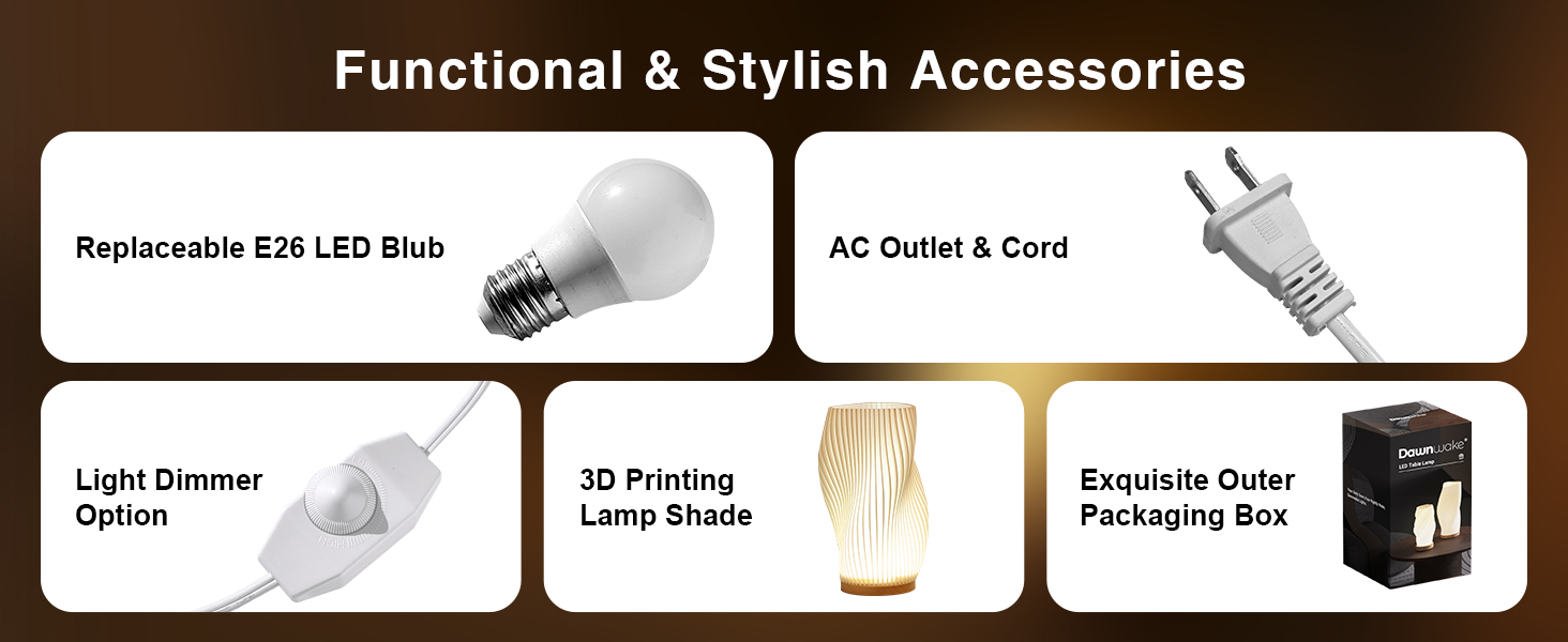 Стійлова лампа Dawnwake для спальні та вітальні, LED-декор з дерев'яною основою