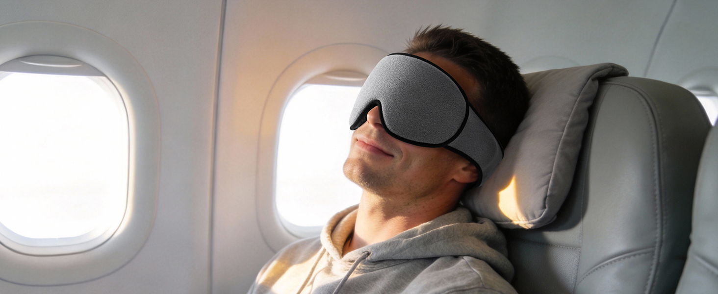 Маска для сну INNELO 3D з повним блокуванням світла та захистом слуху, ультрам'яка для чутливих очей, для чоловіків та жінок, сіра