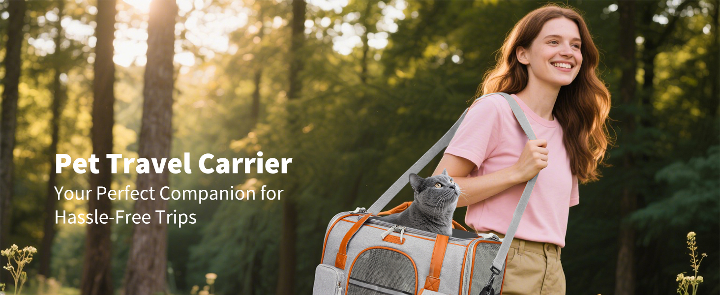 Транспортна переноска для котів та собак PETCUTE, сірого кольору, знімний килимок, дихаюча, з регульованим ременем, схвалена авіакомпаніями