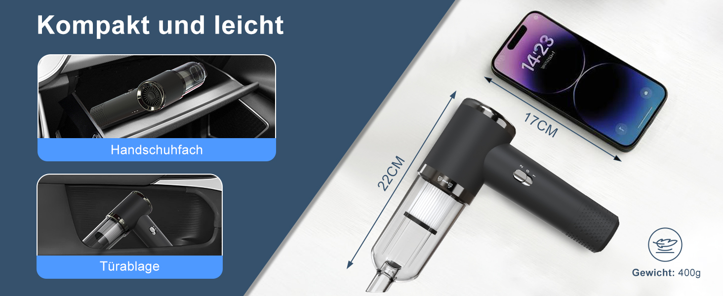 Бездротовий акумуляторний пилосос Handstaubsauger: потужний 12000Pa для дому та авто, 3-в-1 з USB-зарядкою, 5200mAh, видалення шерсті тварин, 2 режими, миючий фільтр та аксесуари