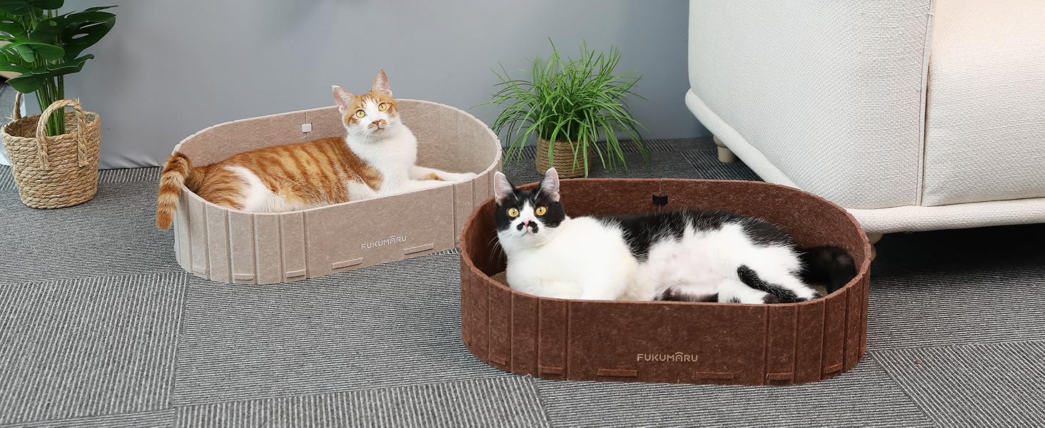 Котяче дряпальний борд FUKUMARU: диван з картону та фетру, 61 см, бежевий